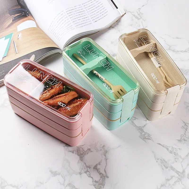 900ml Food Container for Food Bento Box Japanese Thermal Snack Lunch Box for Kids with Cpartment Leakproof Lunchbox Dinnerware H251213
