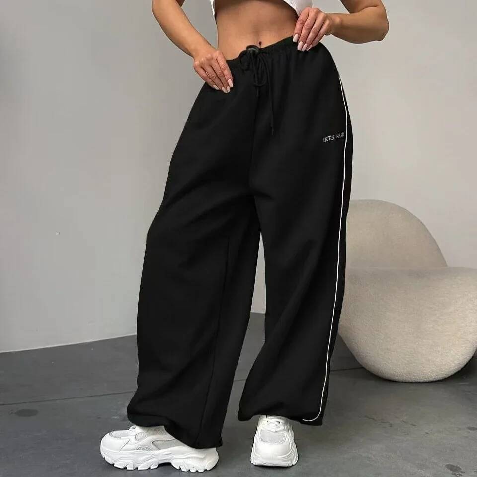 Oversized Y2K American Black Retro Hip-Hop Woman Fashion Casual Sweatpants Loose Jogging Pants High Waist Wide-Leg Streetwear ddmysept ddmysept