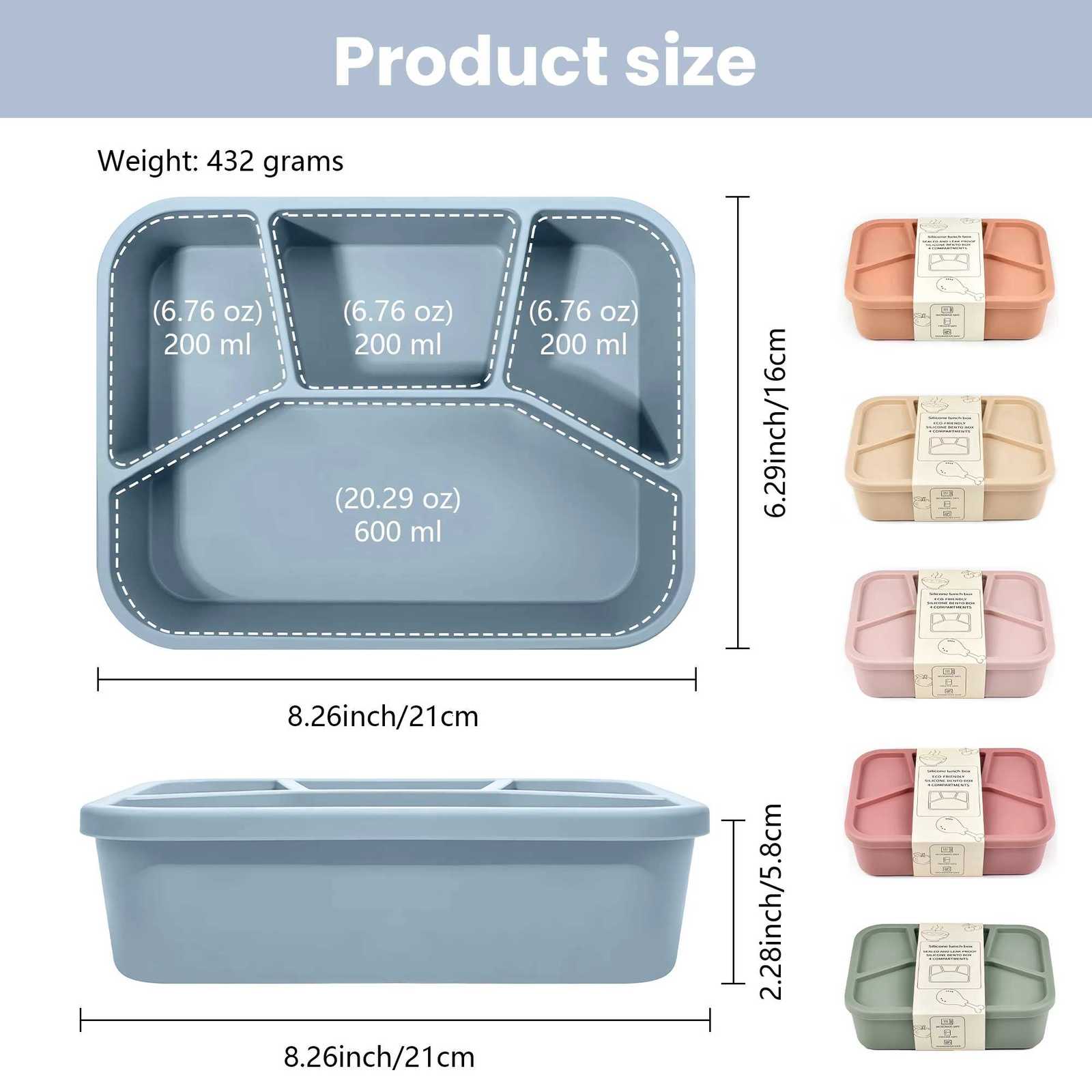 Silicone lunch box thicke and leak-proof suitable for students and adts microwave and dishwasher safe H251213