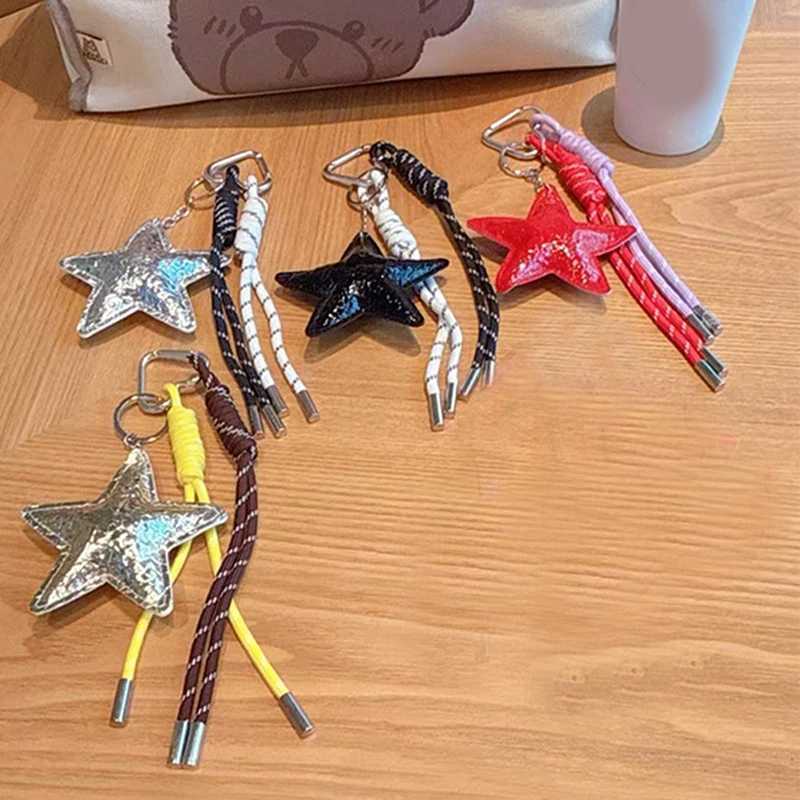 Red Star Pendant Bag Accessories Mobile Phone Keychain Hanging Creative Handmade Nylo Rope Keyring Holder Charm M251215