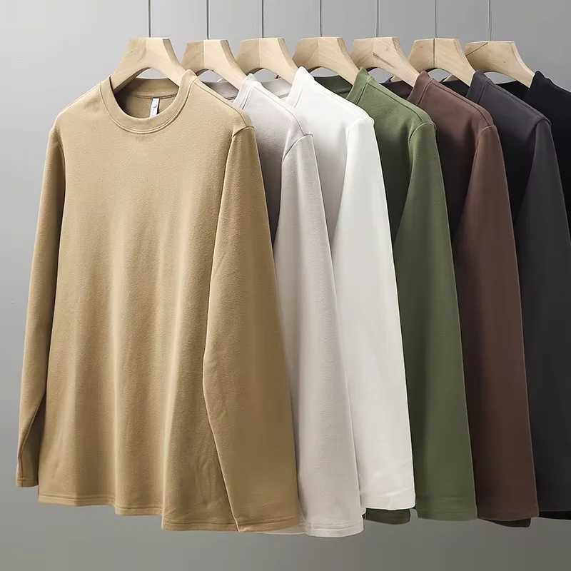 DUKEEN 350g Heavyweight Microfleece Thermal Mens Base Layer Autumn Winter Solid Color Basic Warm Long Sleeve Undershirt G251215