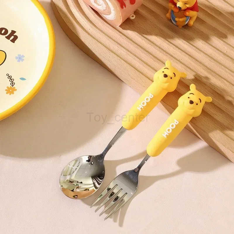 Disney Lotso Winnie the Pooh Cute Personalized Creative Cartoon Pattern Simple Fashion Portable Stainless Steel Fork Spoon Set H251215