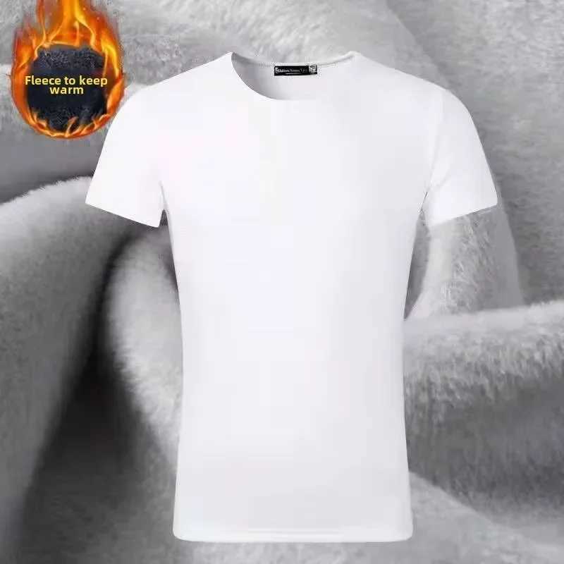 2024 Winter Mens Velvet Short Sleeve T-shirt Base Shirt Autumn/Winter Warm Underwear Half Sleeve Top Thermal Short Sleeve Men G251215