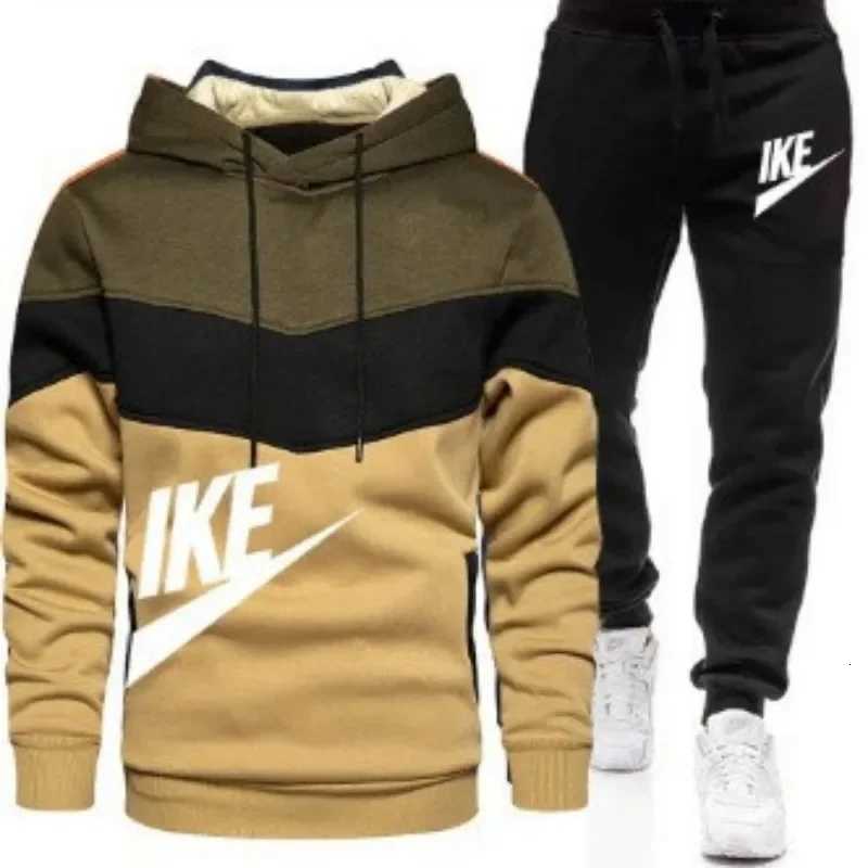 A new autumn and winter fashion combination hooded sweatshirt and sweatpants two-piece mens casual jogging set X251215
