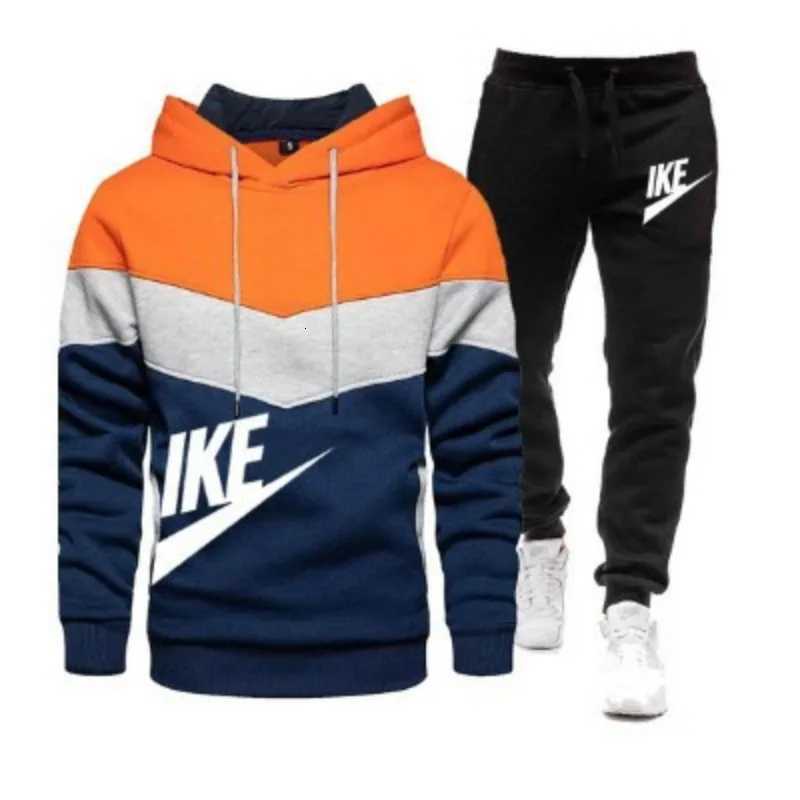 A new autumn and winter fashion combination hooded sweatshirt and sweatpants two-piece mens casual jogging set X251215