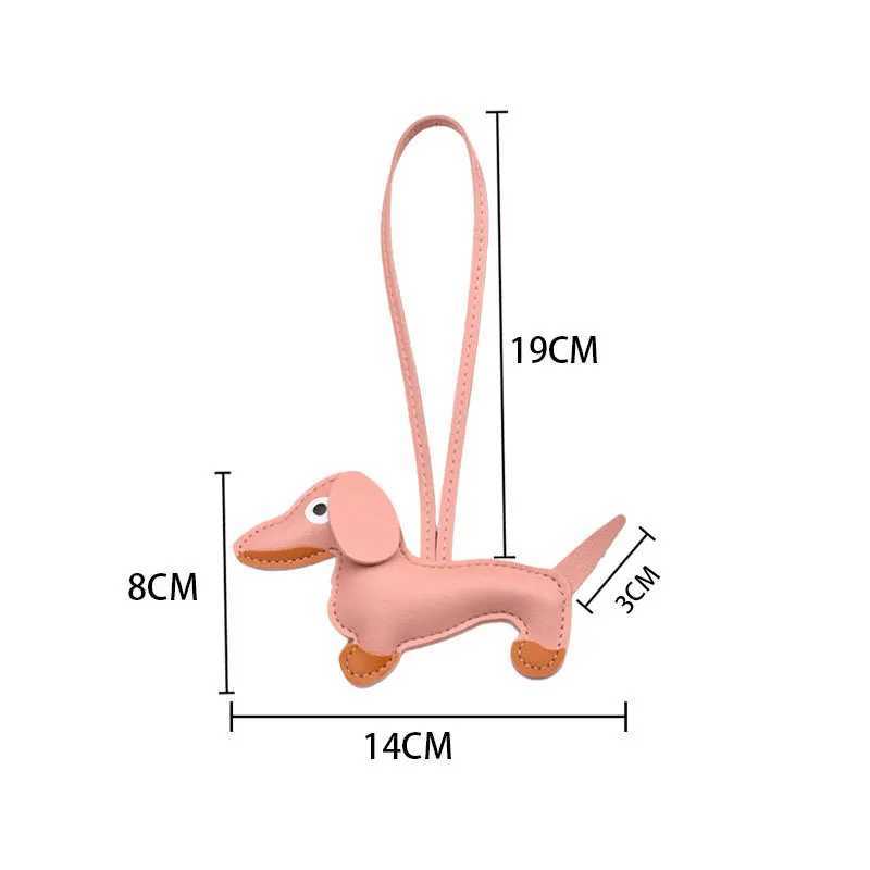 Adorable Dachshund Charm Pendant Leather Material Womens Bag Accessory Exquisite Style M251215