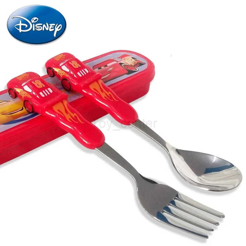 Disney New Lightning McQueen Car Spoon Fork Set Convenient Stainless Steel Tableware Cartoon Anime Peripheral Lifestyle Products Gift H251215