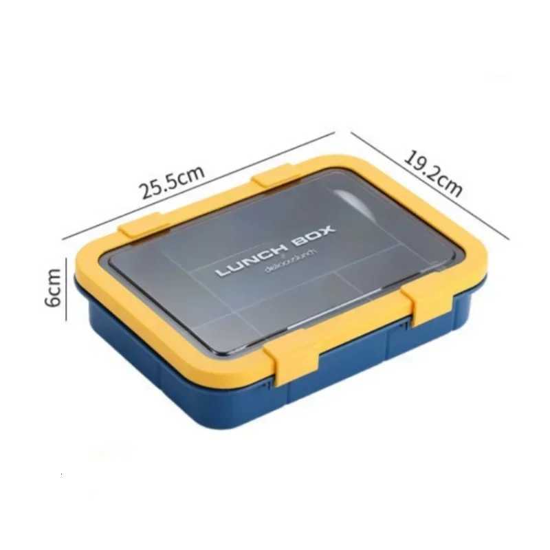 1500ML Portable with Grid Division Lunch Box Kids Students Off Bento Box with Fork and Spoon Microwave Food Storage Container H251213