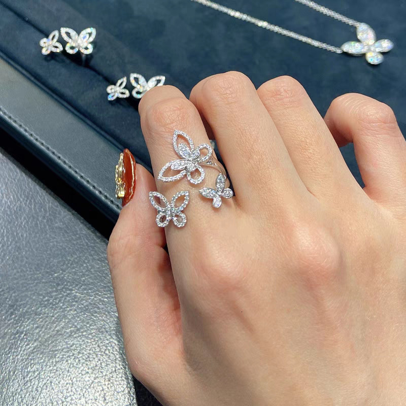 Designer Ring Trio Phantom Butterfly Open Female Finger Mozambique Luxury Jewelry Niche Design Exquisite Fashion Versatile