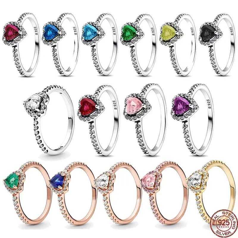 New 925 Sterling Silver Various Colors Shiny Heart-shaped Ring Luxury Exquisite Charm Jewelry Surprise Commemorative Gifts M251215
