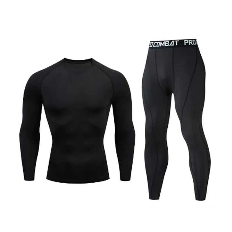 S-4XL New 2-pieces Winter Warm Men Underwear Set Thermal Undershirts Long Johns Compression Tights Fitness Sports Tracksuit Set G251215