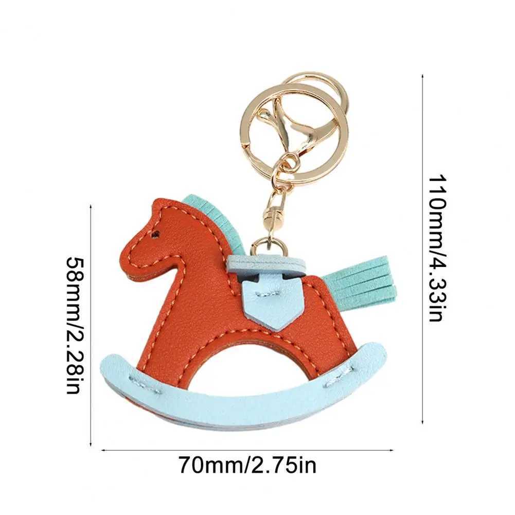 Horse Keychain Imitation Leather Keychain Pendant Shaking Horse Design Key Holder Lightweight Bag Accessory for Bags Colorful M251215