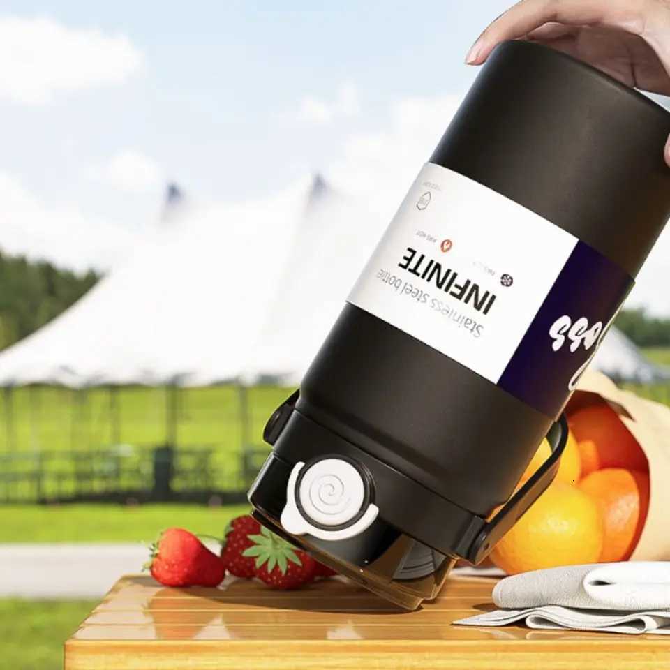 Portable 1L/12L Thermos Cup Stainless Steel Large Capacity Straw Thermal Bottle Keep Hot/Cold Vacuum Flask Soprt H251215