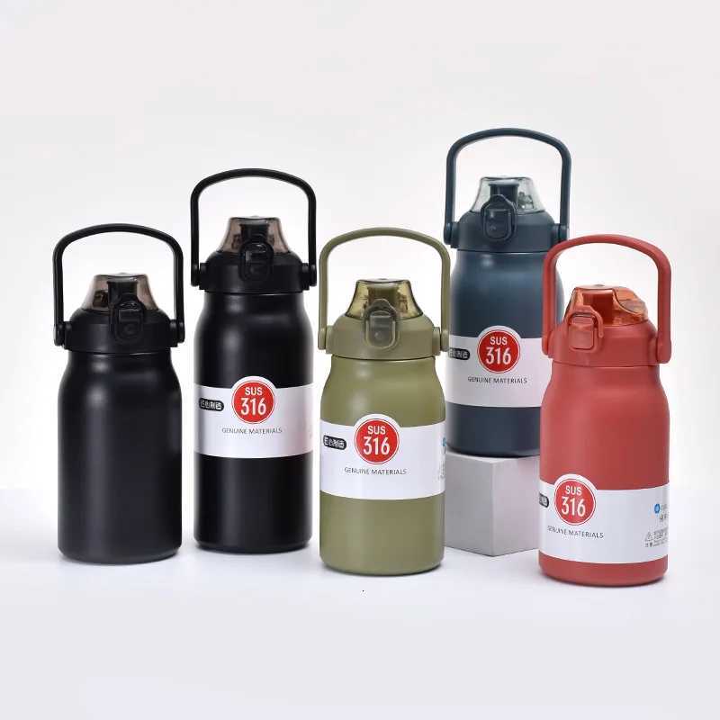 316 stainless steel handle insulated cup outdoor large capacity sports water bottle portable bouncing cover space kettle H251215