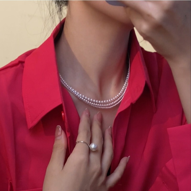 Designer Necklace Luxury Jewelry Star Same Round Bead Magnetic Buckle Sega Pearl Necklace Women's Sweater Chain Elegant Niche Necklace Fashionabl