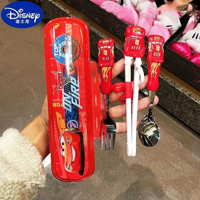 Disney Stitch McQueen childrens learning and training chopsticks full set of anti-fall and cute household anti-scald food grade H251215