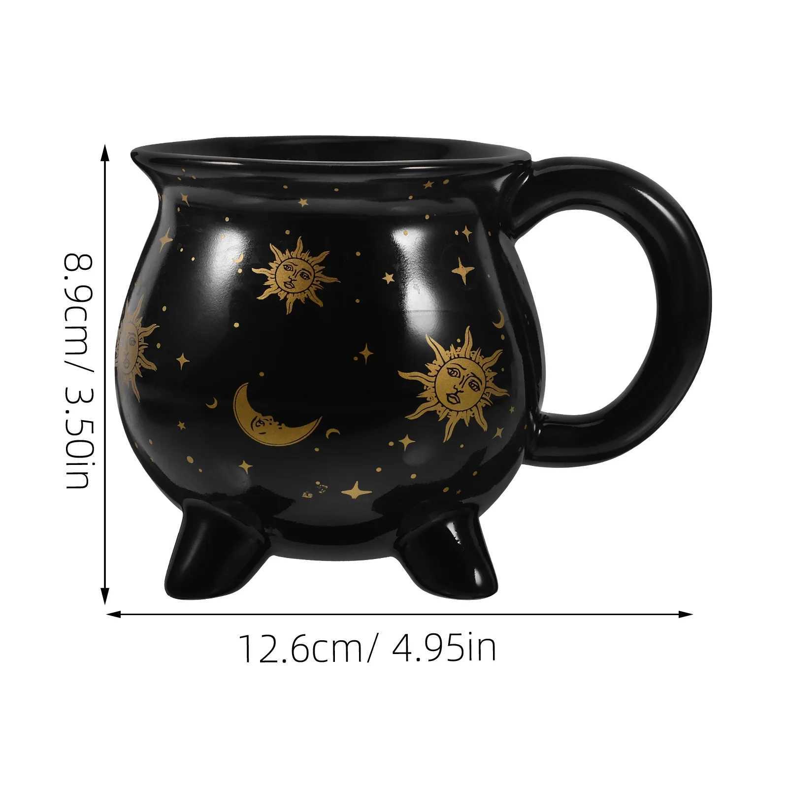 Cadron Coffee g 350ml Black Ceramic Witch gsAble Sorceresss Potion Themed CupsIdeal for Christmas Thanksgiving Part H251215