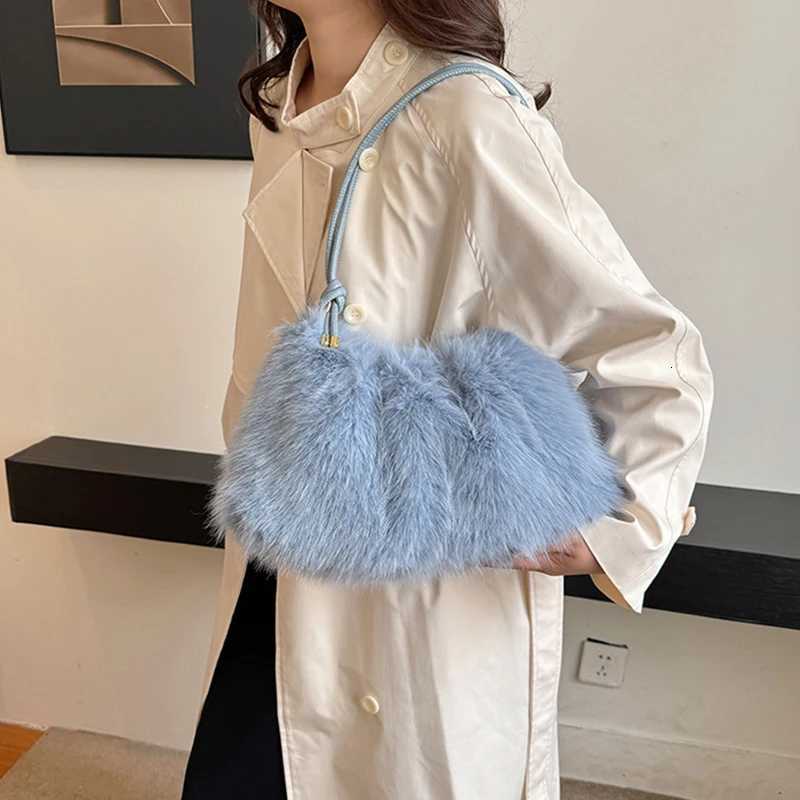 Fashion Luxury Faux Rabbit Fur Plush Shoulder Bag High-End Womens Tote Handbag for Stylish Gift SendingT251215