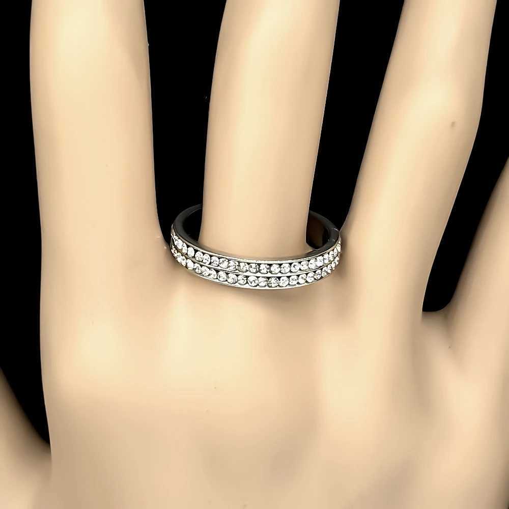 Hiphop Iced Bling Arc Circle Ring Silver Color Stainless Steel Cubic Zirconia Wedding Party Rings For Women Men Jewelry Gift M251215