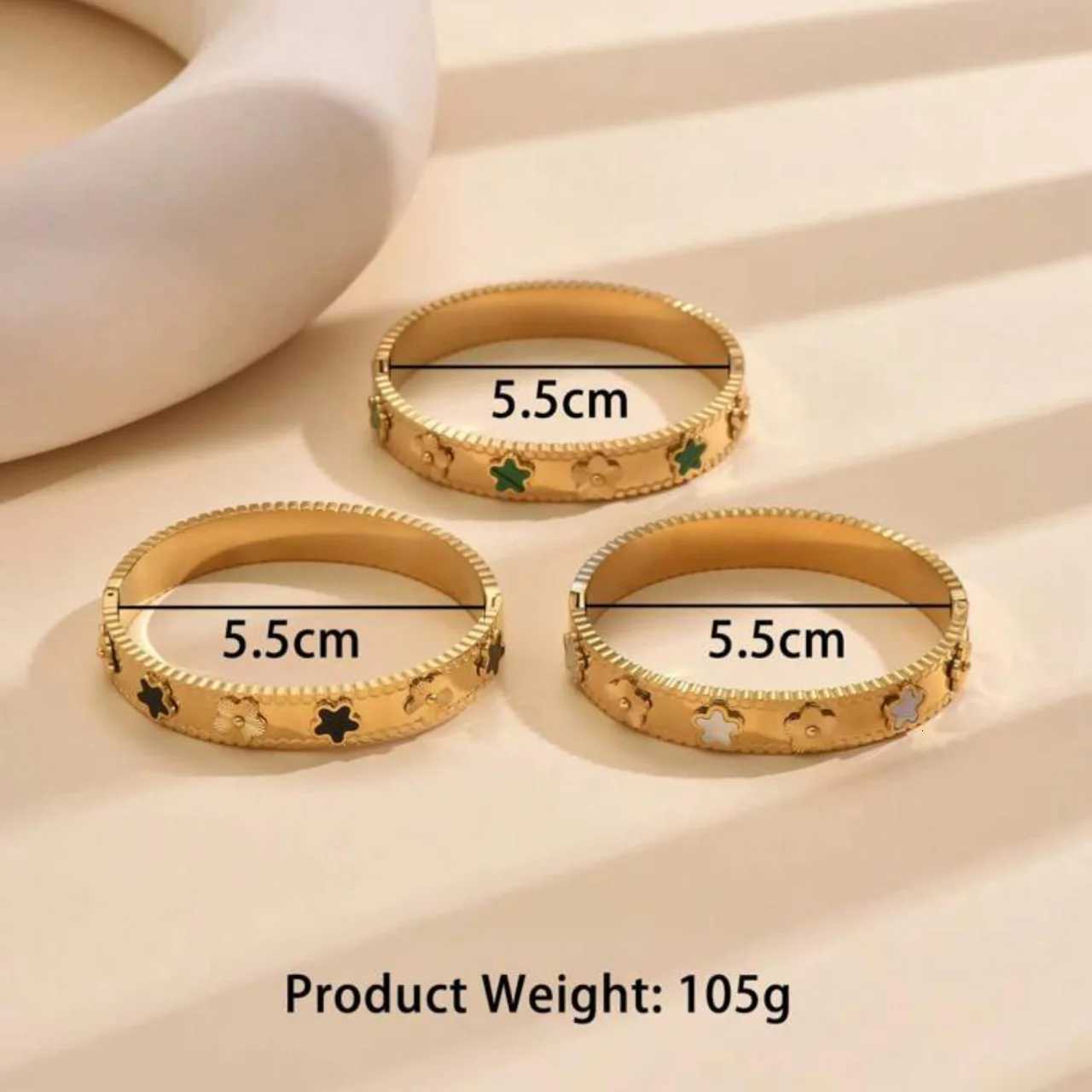 Fashion Flower Stainless Steel Style Vintage Cinquefoil Kaleidoscope Narrow for Women Hand Jewelry M251215