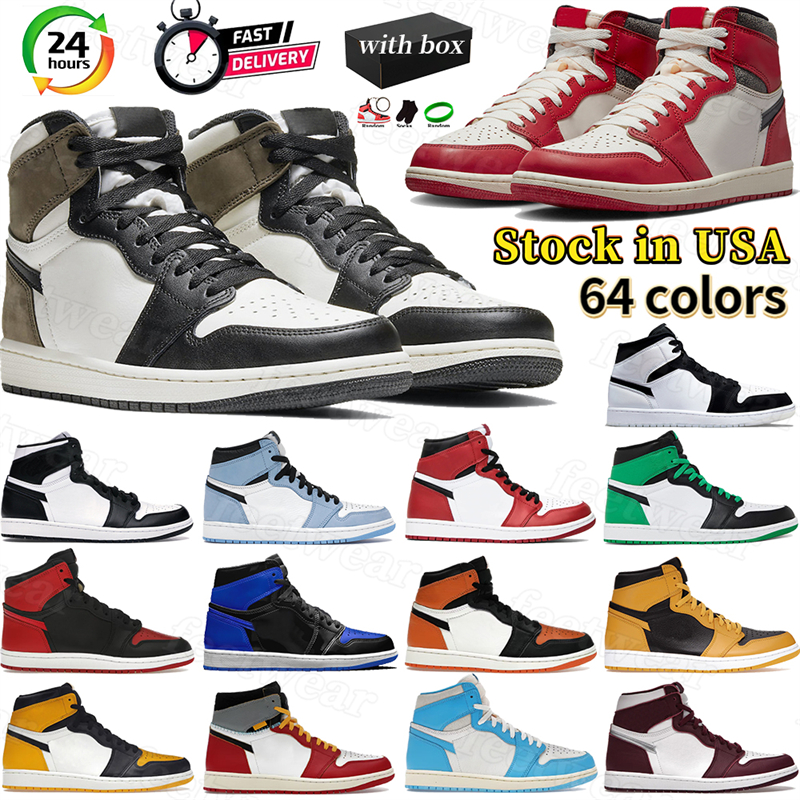 Designer 1 Basketball Shoes for Men High 1s Dark Mocha Black White UNC Toe University Blue Bred Lost And Found Womens Mens Trainers Leather Sports Sneakers