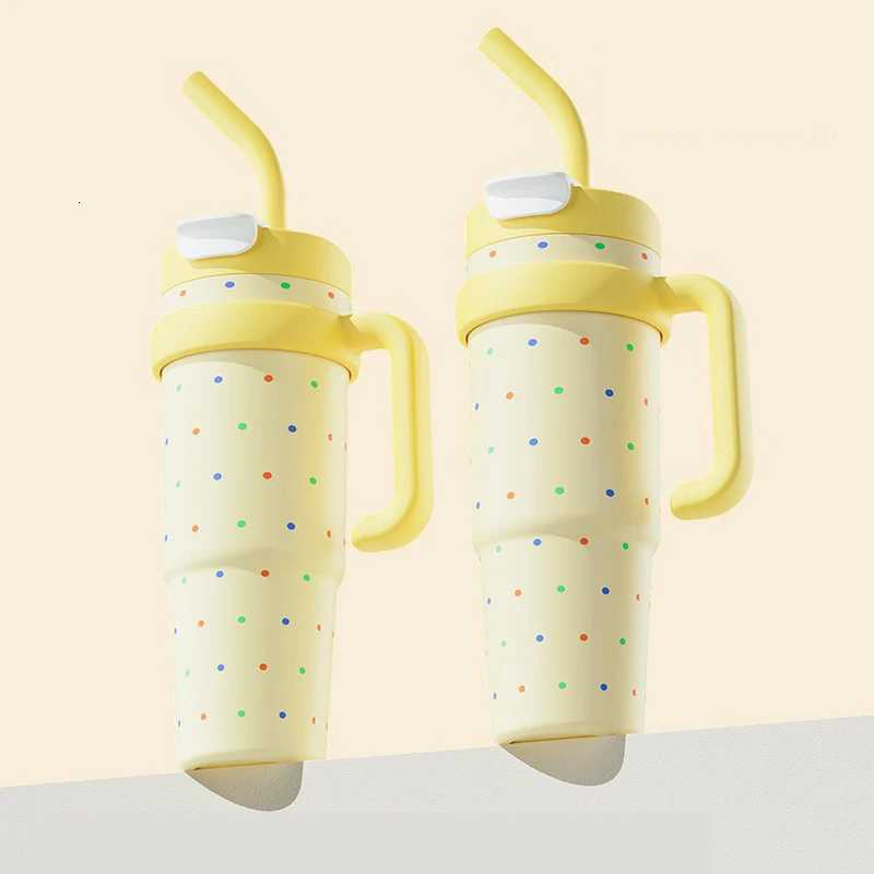 Large-Capacity Stainless Steel Coffee Cup for Girls Jumbo Double-Wall Thermal Insulation Thermos with Straw Office Household Use H251215