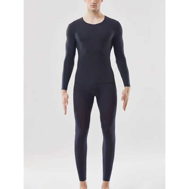 Autumn and Winter Mens Thermal Underwear Set - Semi-Transparent Comfortable Stretch Warm Top and Pants G251215