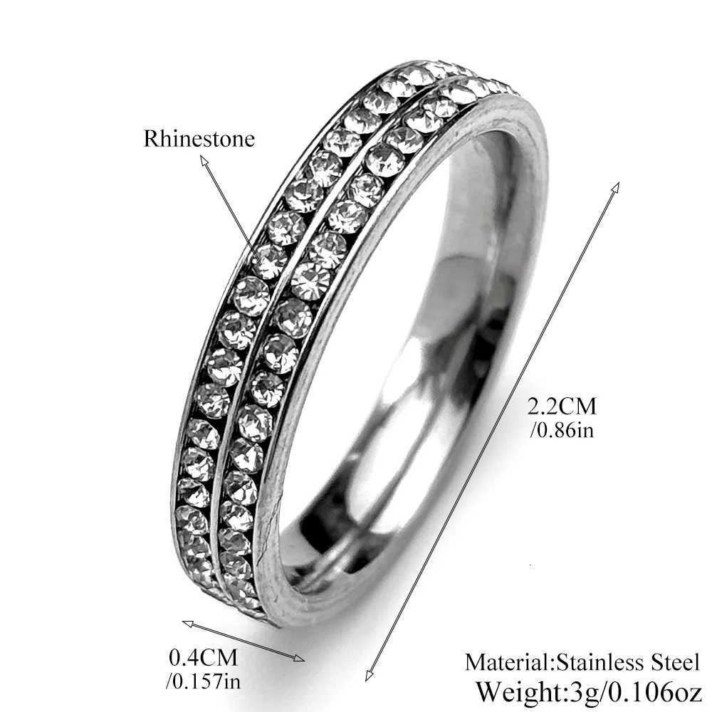 Hiphop Iced Bling Arc Circle Ring Silver Color Stainless Steel Cubic Zirconia Wedding Party Rings For Women Men Jewelry Gift M251215