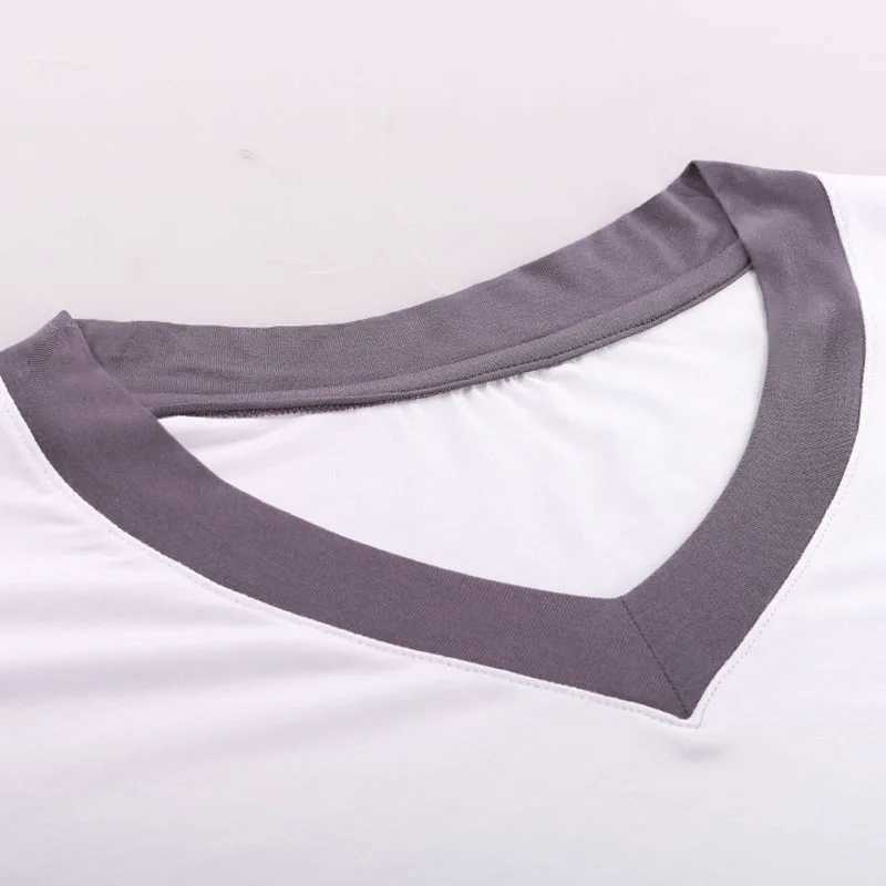 Mens tight Modal V-neck slim-fit autumn thin single base coat warm long-sleeved top G251215