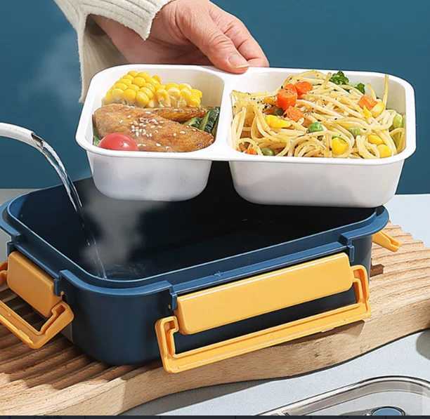 Microwave-safe leak-proof mti-cpartment plastic lunch box with dipping sauce container ideal for off workers H251213