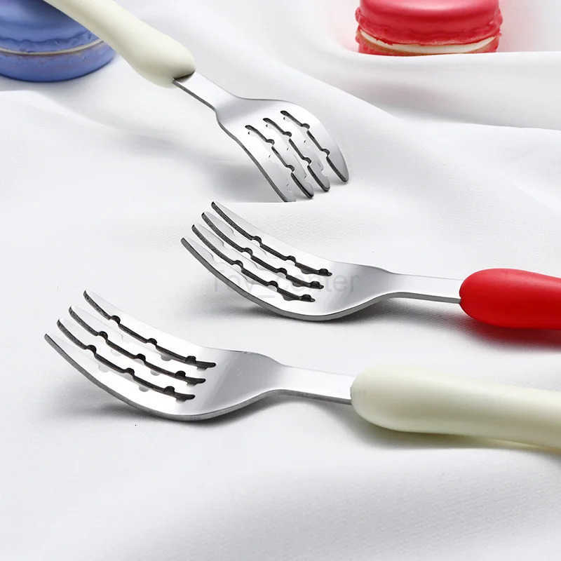 Disney Lovely Mickey Minnie Stainless Steel Fork Spoon Kids Flatware Set Child Soft Silicone Handle Children Cutlery Dinnerware H251215