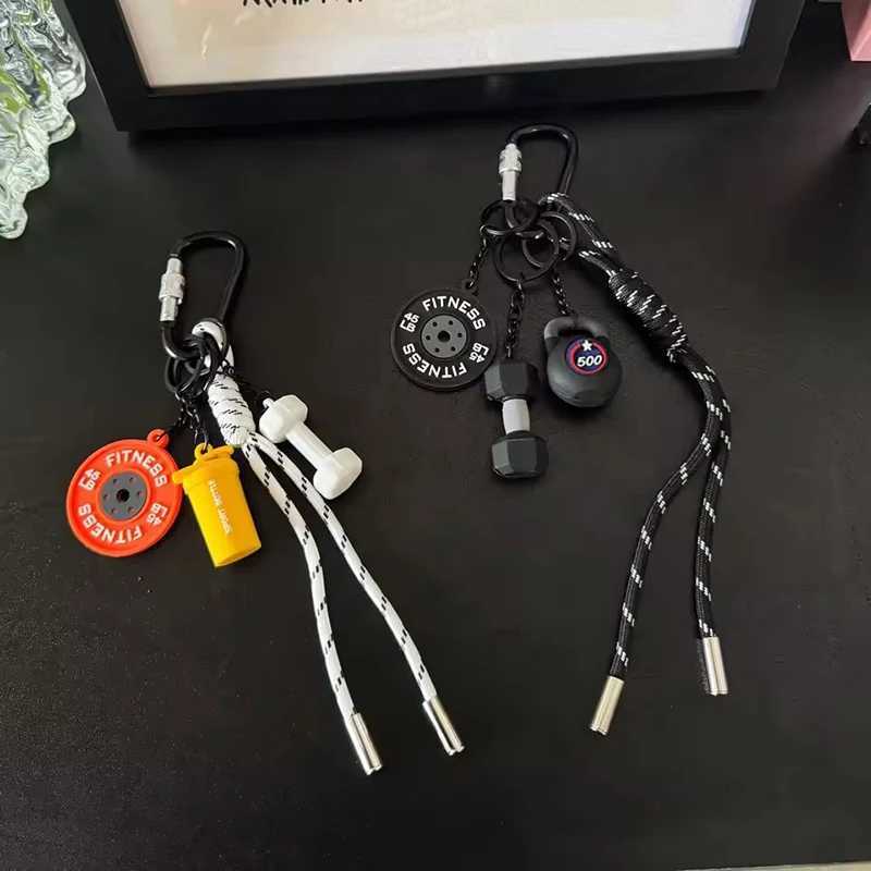 Fitness Peripheral Handmade Pendant Bag Lanyard Keychain Sports Training Dumbbell Water Cup Keychain Phone Backpack Accessory M251215