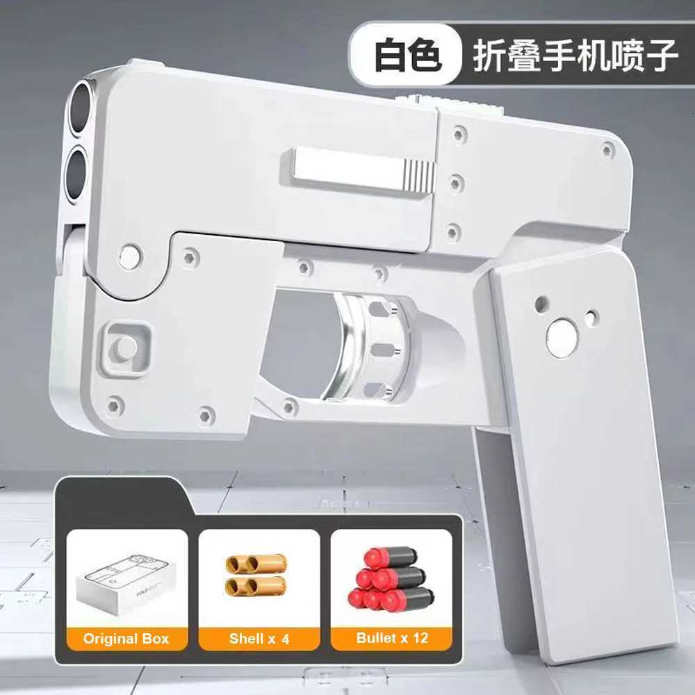 Shell Ejecting Black Toy Guns For Adults Boys Folding iPhone Gun That Look Real Folding Mobile Phone Dropshipping W251215