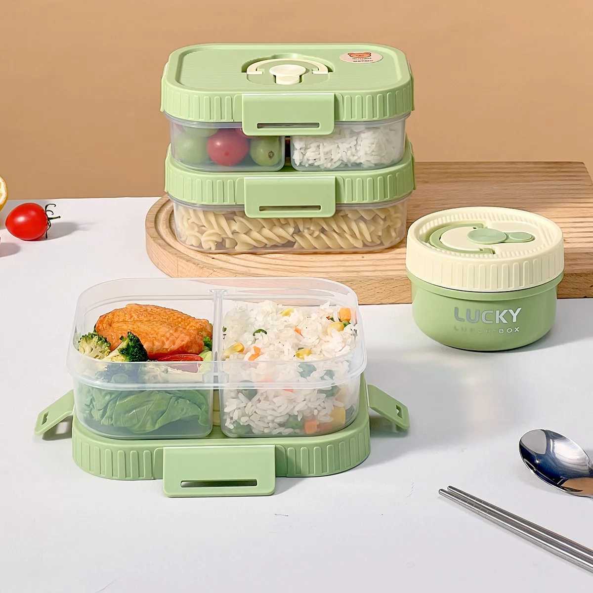 WORTHBUY Plastic Lunch Box With Handle Camping Picnic Fruit Food Container Leak-proof Bento Box For Kids Students Microwave Safe H251213