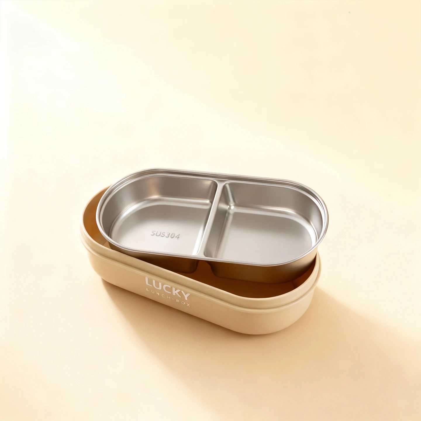 WORTHBUY 304 Stainless Steel Oval Insated Lunch Box For Kids Student Portable Leak Proof Divided Food Container Microwave Safe H251213
