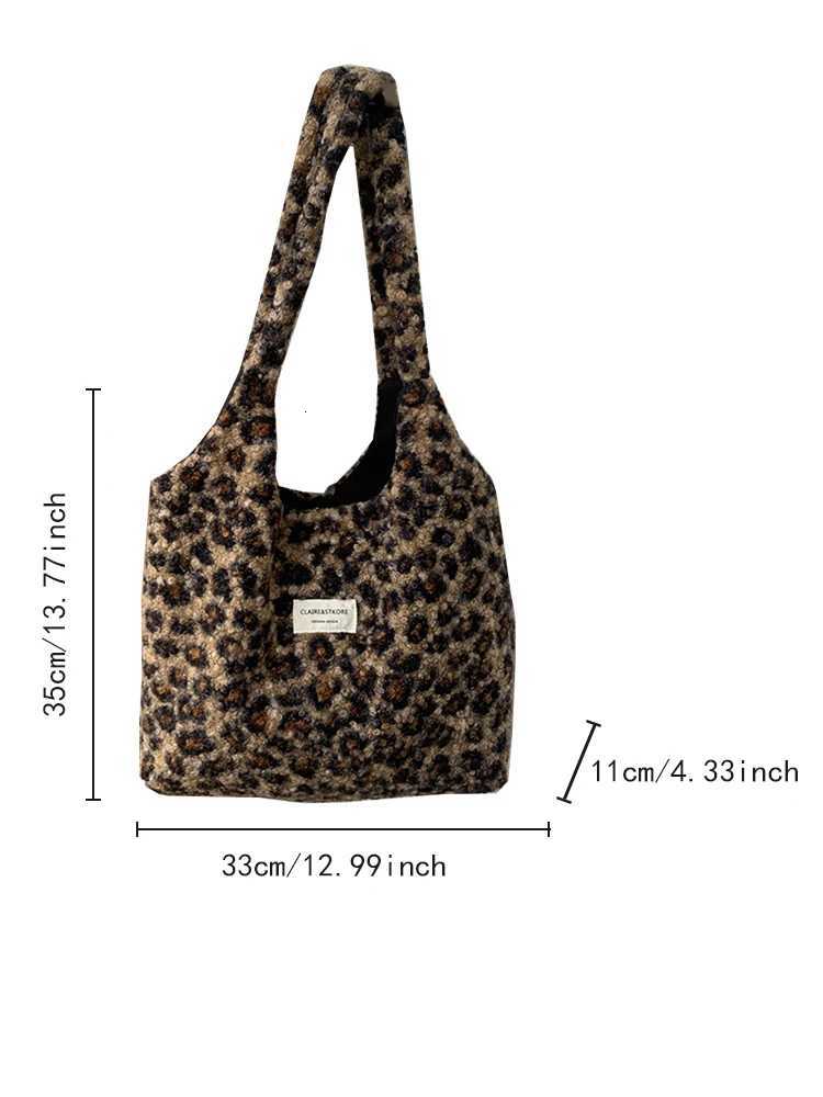 2025 autumn/winter new leopard print plush bag fashionable and casual shoulder bag womens daily commuting bagT251215