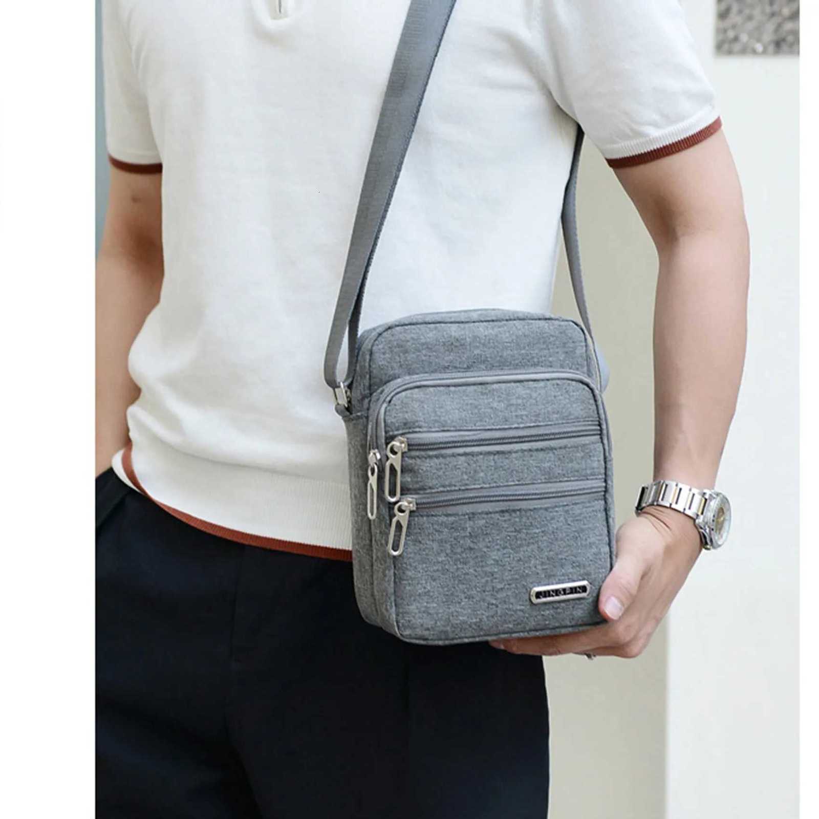 Mens Shoulder Bag Business Leisure Large Capacity Portable Handbag Zipper Multi Layer Waterproof Summer Males Crossbody BagsT251215