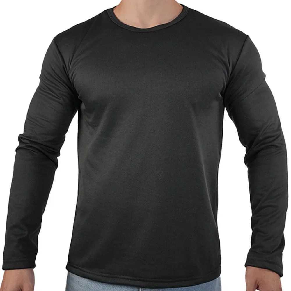 2pcs Winter Thermal Underwear Mens O Neck Fleece Bottoming Shirt Long Sleeved T Shirt Tops Solid Color Large Size Undershirt G251215