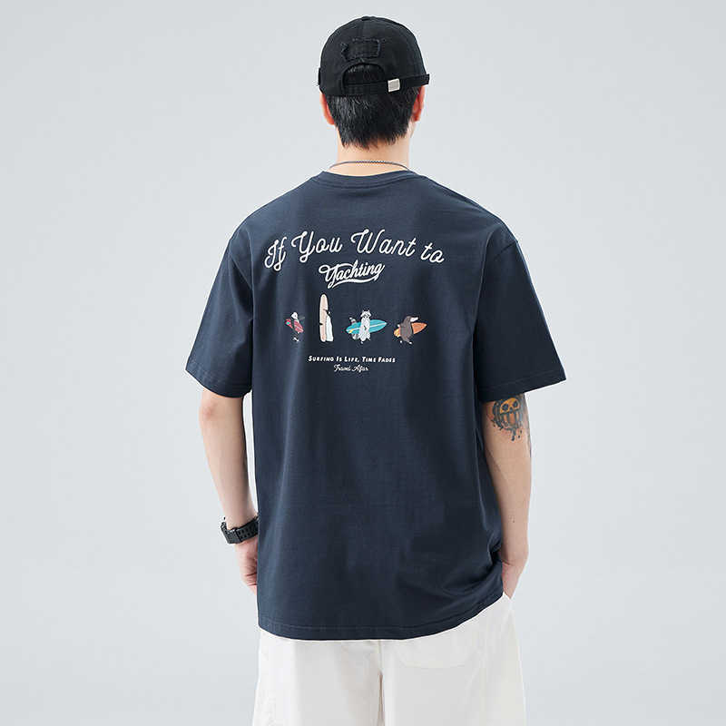 Pure cotton short-sleeved T-shirt for men, new 2024 summer style base shirt, loose fit, large size, men's American casual t-shirt Z251215