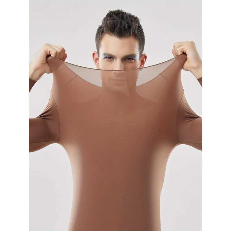 Autumn and Winter Mens Thermal Underwear Set - Semi-Transparent Comfortable Stretch Warm Top and Pants G251215