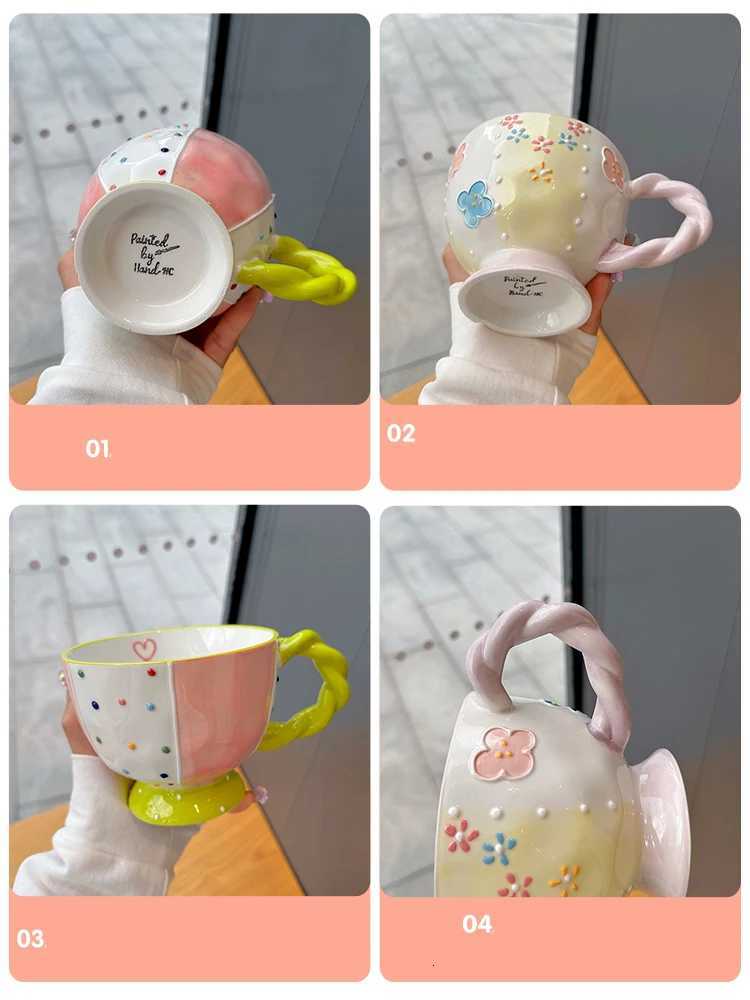 400ml Cartoon Ceramic g Hand Painted Large Capacity Breakfast Cereal Cup Cute Couple Birthday Gift High Beauty Milk Cup H251215