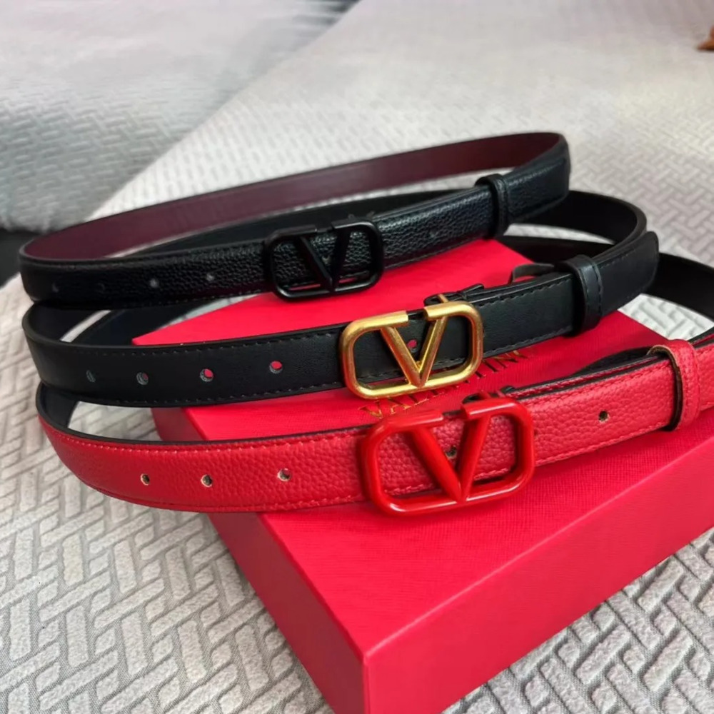 Belts Womens Designer Belts Fashion Genuine Leather Belt Luxurys Woman Waistband Mens Thin Golden Red Buckle Belt 23cm QQ