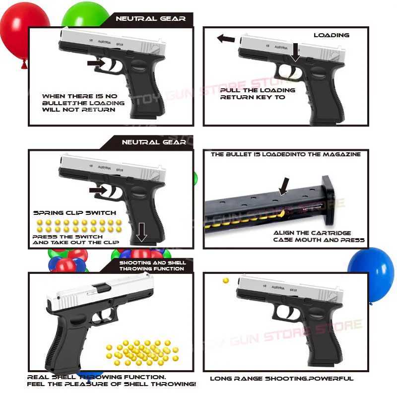 New Soft Bullet Air Gun G18 Toy Gun with Laser Outdoor Sports CS Game Childrens Adult Gift W251215