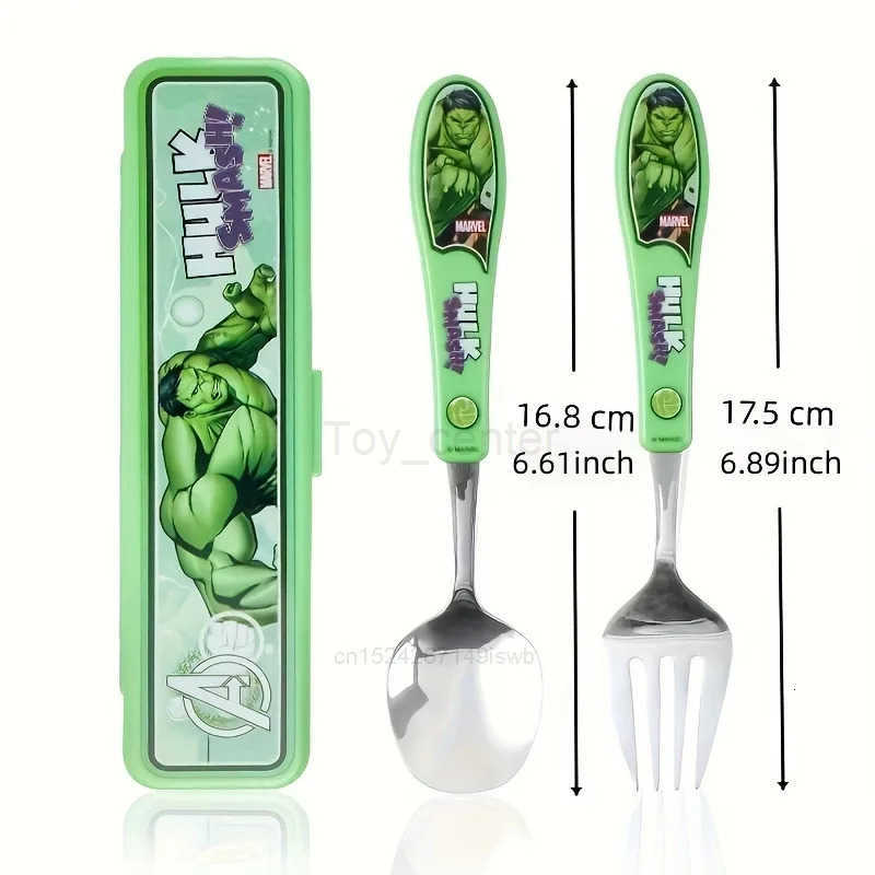 Disney Childrens Cutlery Set Hulk Spoon Fork Kids Stainless Steel Creative Cartoon Cutlery Portable Anime Figures Cutlery Set H251215
