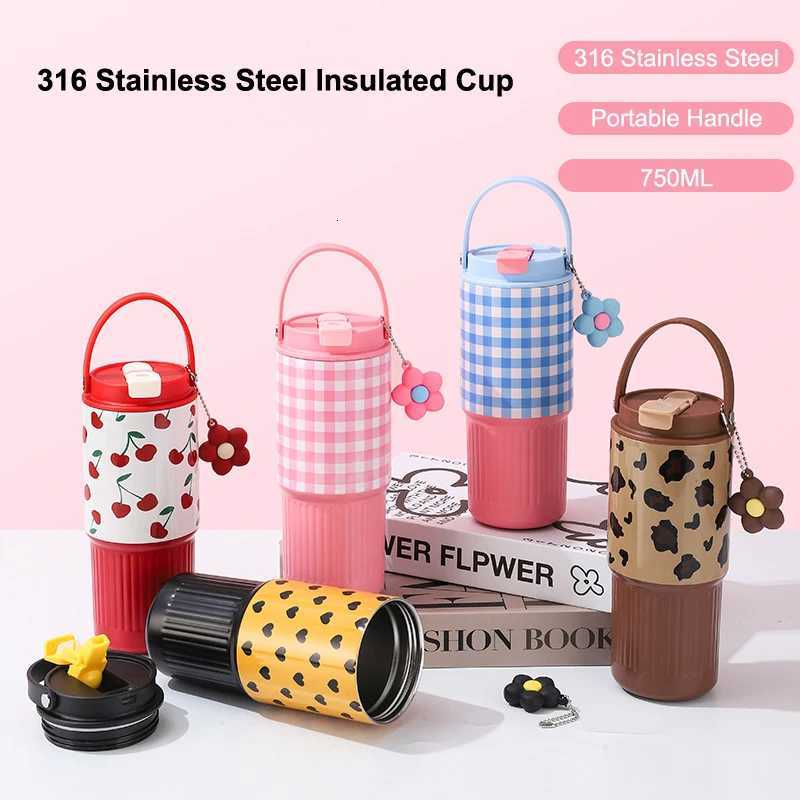 Cute Tumbler 750ML Water Bottle 316 Stainless Steel Vacuum Thermos Bottle Insulated Portable Thermos Cup Gift For Woman Girl H251215