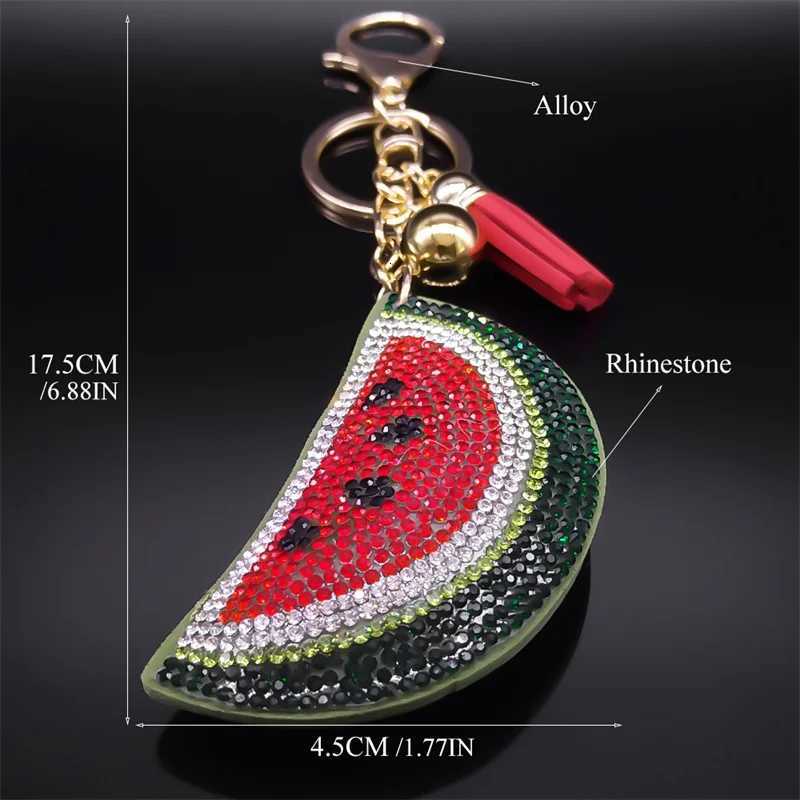 Cute Watermelon Fruits Keyrings for Women Men Gold Color Key Ring School Bag Pendant Accessories Jewelry porte clef ZZZ5110 M251215