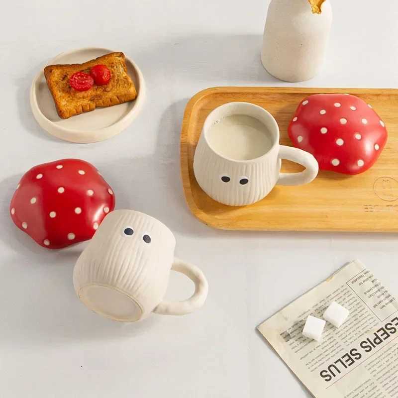 Creative Red shro Ceramic Coffee Cup with Lid Cartoon Cute shro g Breakfast Milk Cup Birthday Gift Decoration g He H251215