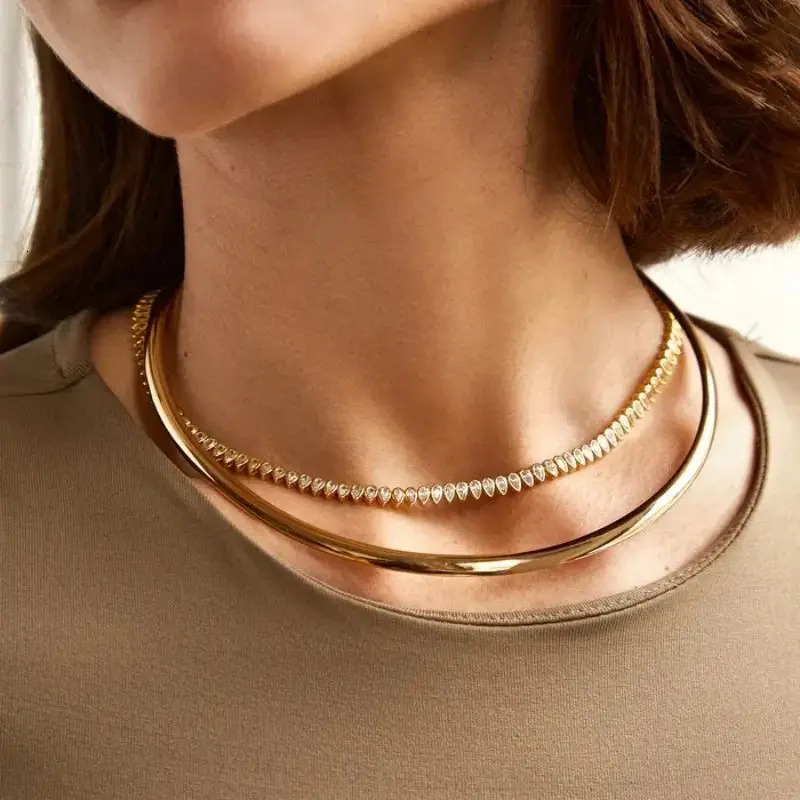 Classic Water Drop Cz Tennis Chains Necklace for Women Pave White A Zirconia Gold Platinum Plated Color Fashion Jewelry 251209 - view 5