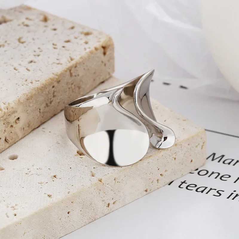 925 Sterling Silver Rings for Women Couple Minimalist Handmade Simple Big Open Ring Party Prevent Allergy Jewelry Holiday Gifts M251215