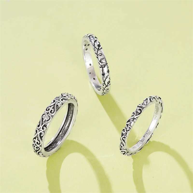 Huitan Vintage Embossed Design Thin Ring for Women Retro Party Jewelry Female Daily Wearable Silver Color Finger Accessories M251215